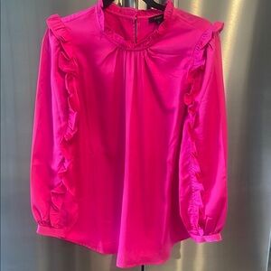 J. Crew Pink Ruffled Bib Collar Blouse